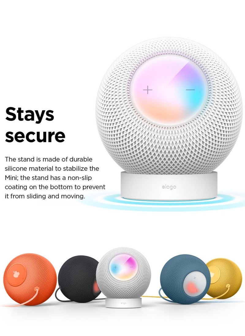 Elago - Stand Compatible with Apple HomePod Mini - Proper EQ, Easier to Control with Better Indicator Visibility, Stable Mount, Anti-Slip Silicone Stand - White - Image 1