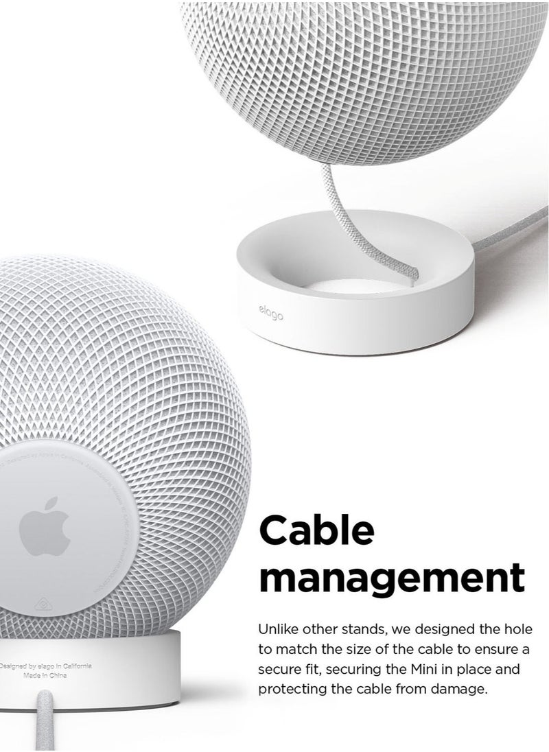 Elago - Stand Compatible with Apple HomePod Mini - Proper EQ, Easier to Control with Better Indicator Visibility, Stable Mount, Anti-Slip Silicone Stand - White - Image 1