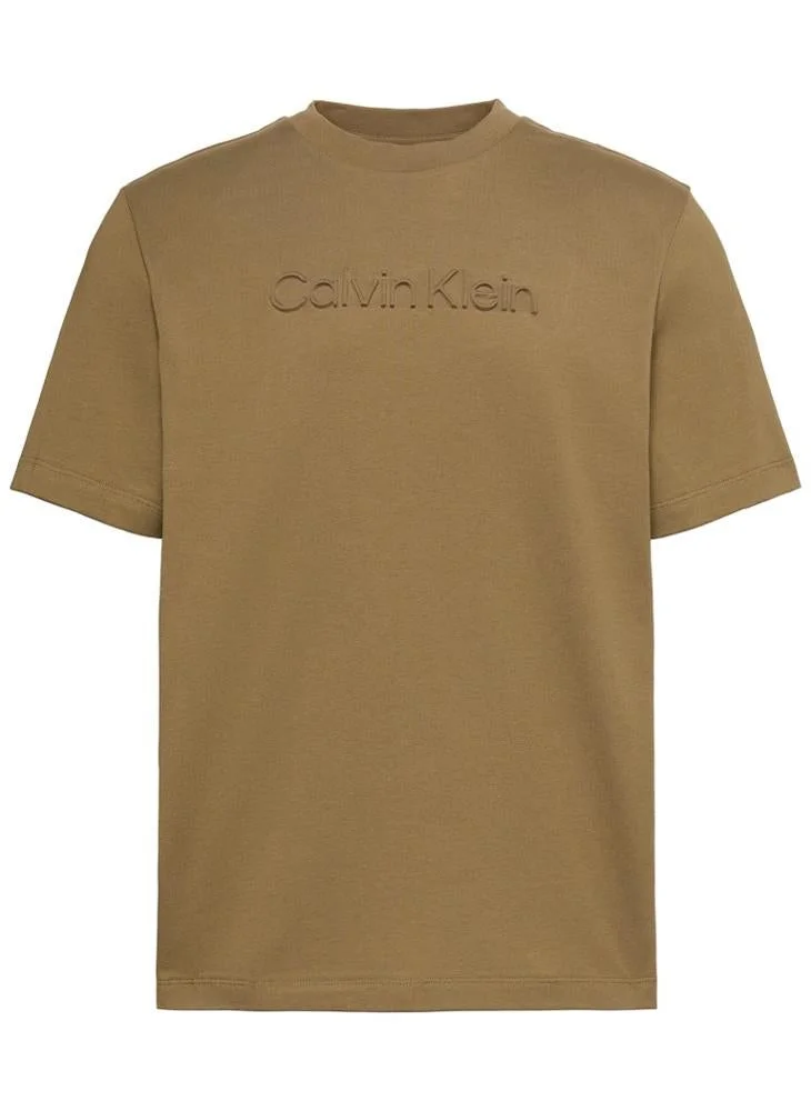CALVIN KLEIN  Textured Logo Crew Neck T-Shirt for Men | Best Price UAE