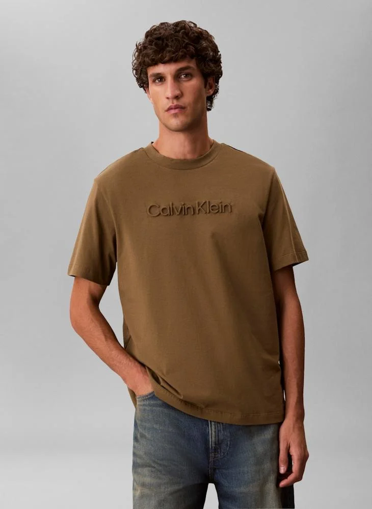 CALVIN KLEIN Textured Logo Crew Neck T-Shirt