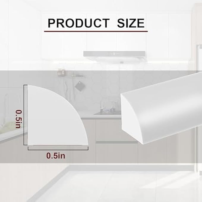 PEEL AND STICK BENDABLE TRIM FOR FLOORS, KITCHEN COUNTERTOPS, BATHROOMS, AND SHOWER CORNERS(WHITE/BLACK/GREY/TRANSPARENT), FLEXIBLE QUARTER ROUND MOLDING - Image 2