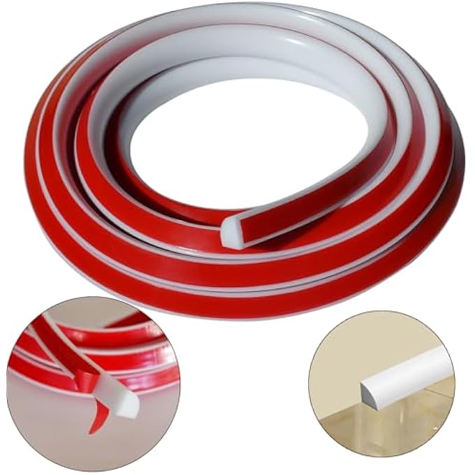 PEEL AND STICK BENDABLE TRIM FOR FLOORS, KITCHEN COUNTERTOPS, BATHROOMS, AND SHOWER CORNERS(WHITE/BLACK/GREY/TRANSPARENT), FLEXIBLE QUARTER ROUND MOLDING - Image 1