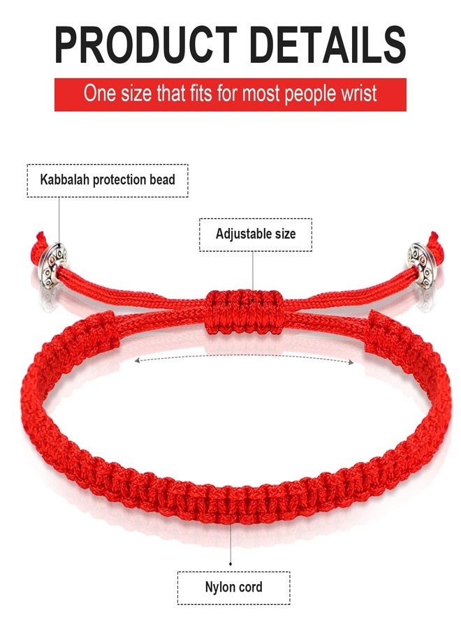 Jadive 20 Pcs Red Protection Good Luck Bracelet Red String of Fate Adjustable Bracelet Braided Knot Kabbalah Rope for Lover Couple Friend Women Men(Simple Style) - Image 2