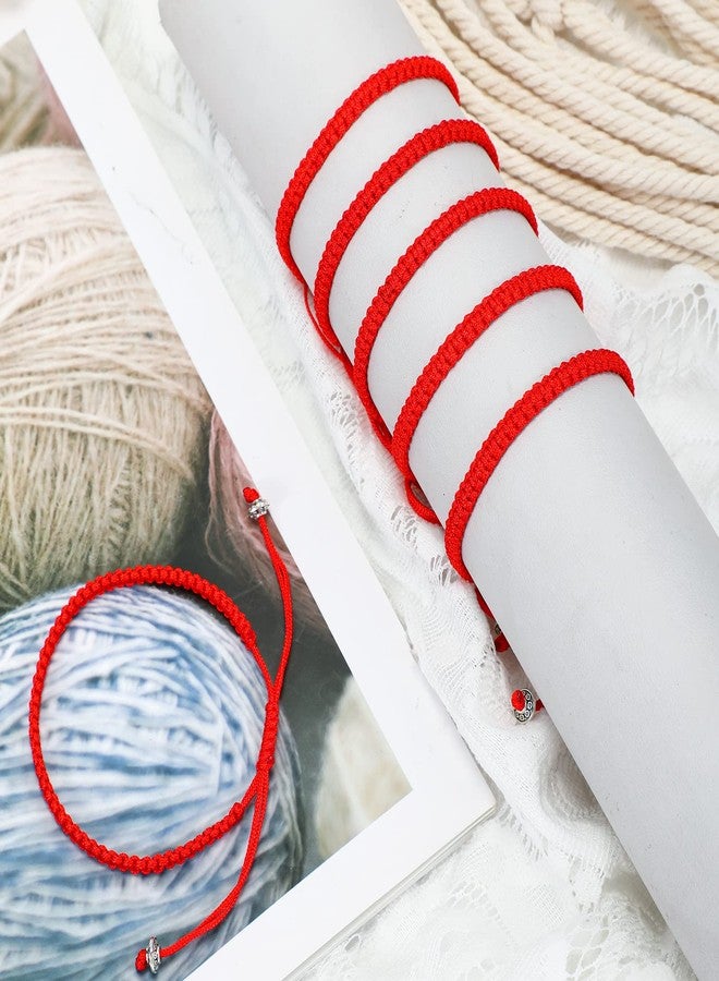 Jadive 20 Pcs Red Protection Good Luck Bracelet Red String of Fate Adjustable Bracelet Braided Knot Kabbalah Rope for Lover Couple Friend Women Men(Simple Style) - Image 3