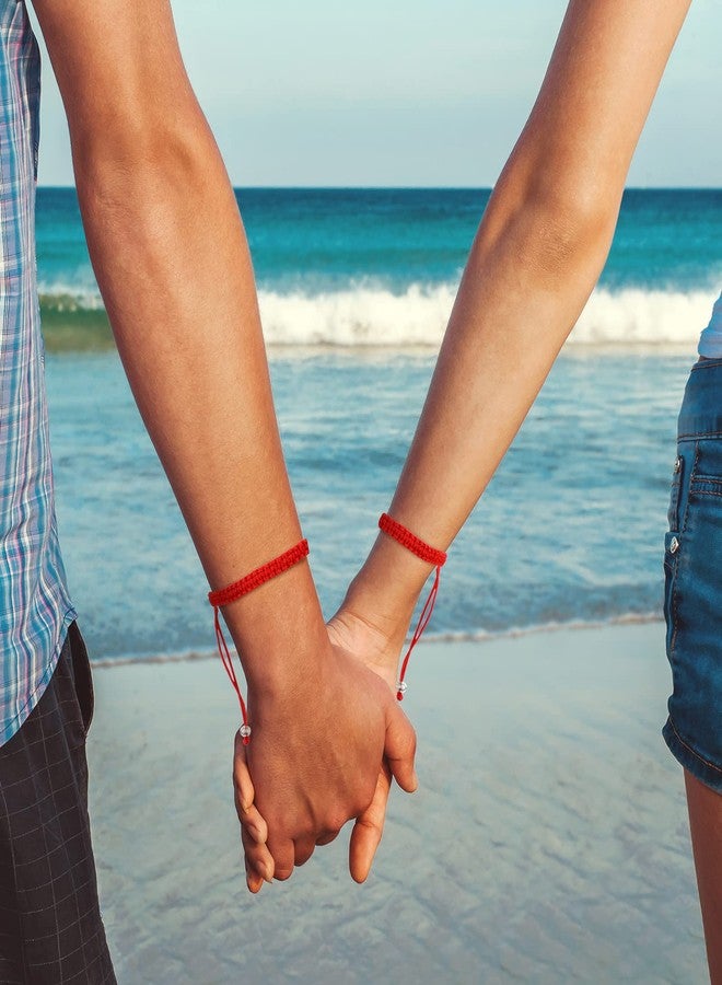 Jadive 20 Pcs Red Protection Good Luck Bracelet Red String of Fate Adjustable Bracelet Braided Knot Kabbalah Rope for Lover Couple Friend Women Men(Simple Style) - Image 5