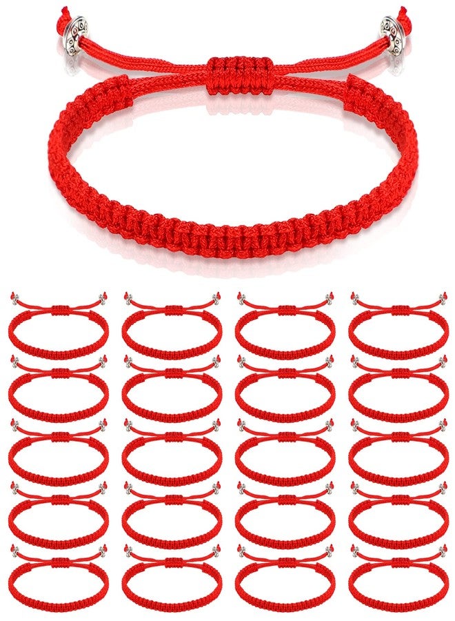 Jadive 20 Pcs Red Protection Good Luck Bracelet Red String of Fate Adjustable Bracelet Braided Knot Kabbalah Rope for Lover Couple Friend Women Men(Simple Style) - Image 1
