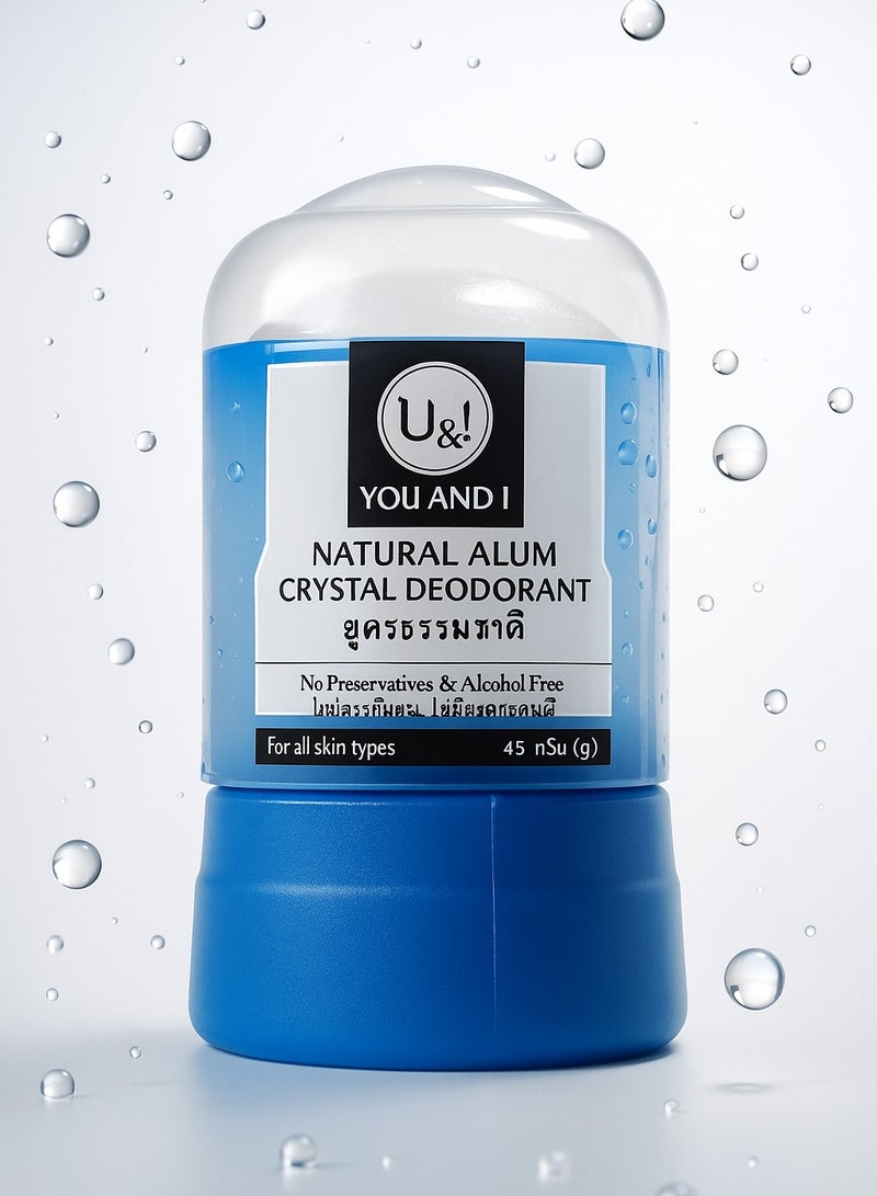 U&i Natural Alum Crystal Deodorant – Long-Lasting Odor Protection, Chemical-Free & Fragrance-Free Deodorant Stick – 45g - Image 1