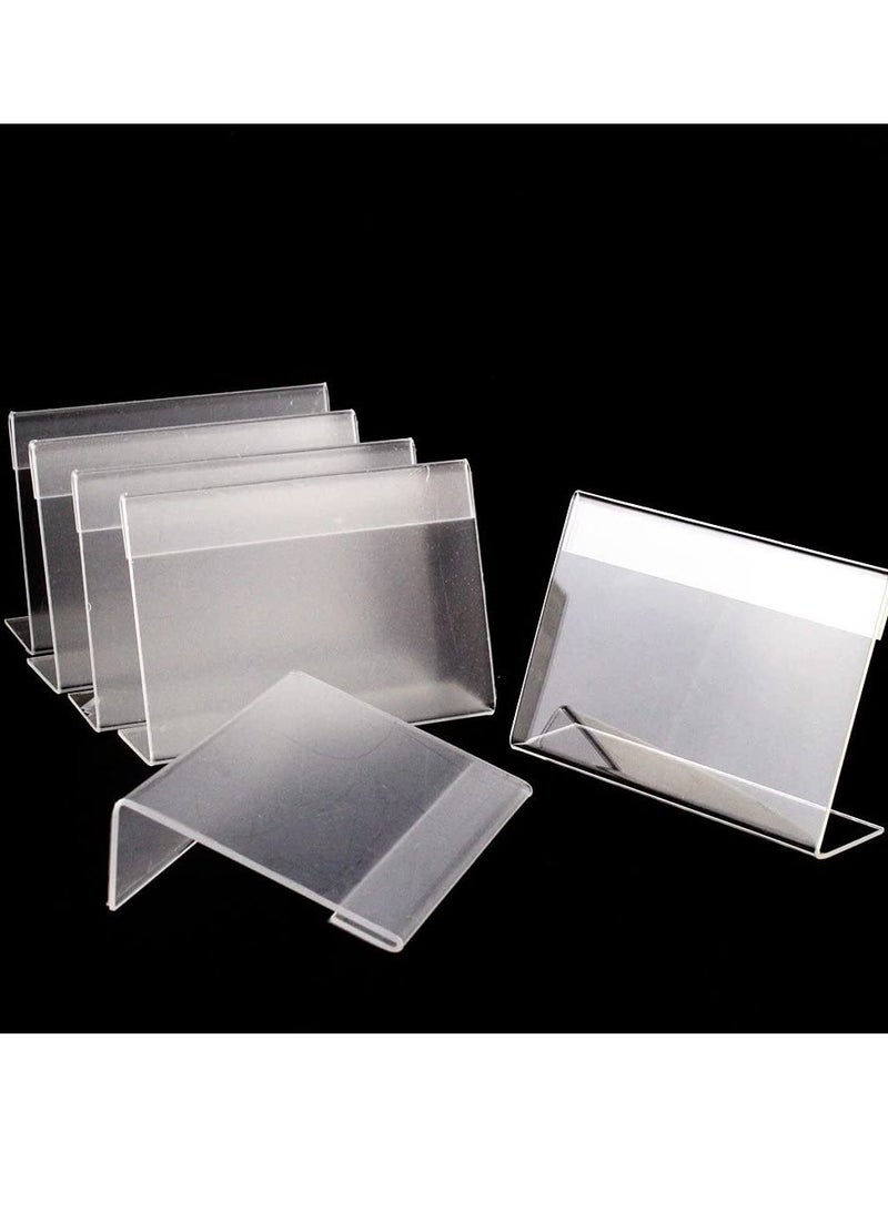 Generic Acrylic Sign Holder, Clear Sign Holder Clear Tabletop Plastic Menu Display Holder Slant Back Sign Holders  Horizontal Sign Holder Plastic Display Stand for Office, Store 10 Pack  - Image 1