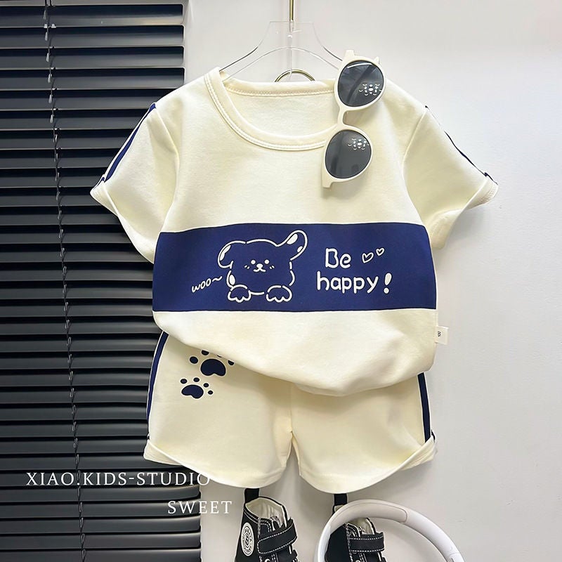 Children'S Short-Sleeved Suit Boys Summer Baby Handsome Casual T-Shirt Shorts Two-Piece Set Kidsren'S Clothing - Image 4