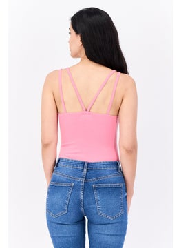 Lefties Women Textured Sleeveless Bodysuit, Pink  - Image 3