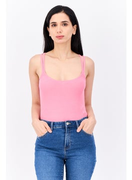 Lefties Women Textured Sleeveless Bodysuit, Pink  - Image 1