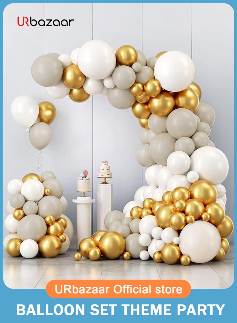 URbazaar Boho Balloons Garland Arch Kit, 185 Pcs Brown Nude White Balloons Different Sizes for Girls Baby Shower Garden Tea Party Bachelorette Birthday Wedding Decorations - Image 1