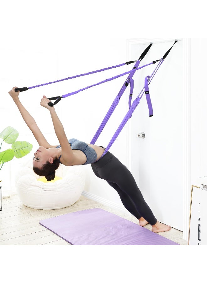 Bukela Yoga Stretching Strap, Leg Waist Back Bend Auxiliary Yoga Stretch Band, Upgraded Version with Door Anchor 2 Resistance Rope Stretch Out Strap Inversion Trainer for Pilates Dance Aerial Yoga Fitness - Image 1