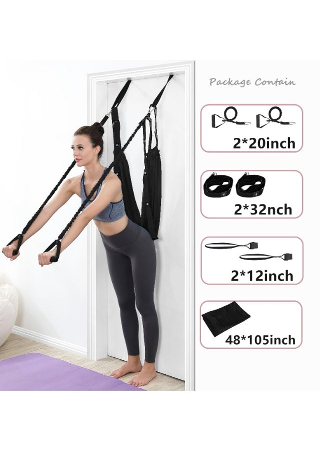 Bukela Yoga Stretching Strap, Leg Waist Back Bend Auxiliary Yoga Stretch Band, Upgraded Version with Door Anchor 2 Resistance Rope Stretch Out Strap Inversion Trainer for Pilates Dance Aerial Yoga Fitness - Image 2