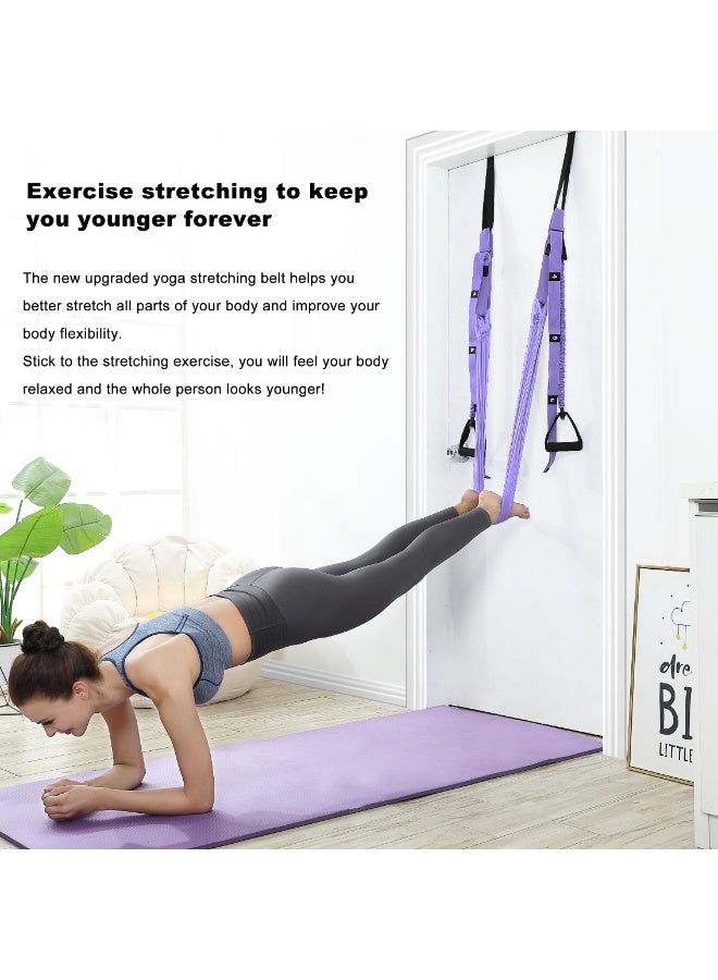 Bukela Yoga Stretching Strap, Leg Waist Back Bend Auxiliary Yoga Stretch Band, Upgraded Version with Door Anchor 2 Resistance Rope Stretch Out Strap Inversion Trainer for Pilates Dance Aerial Yoga Fitness - Image 5