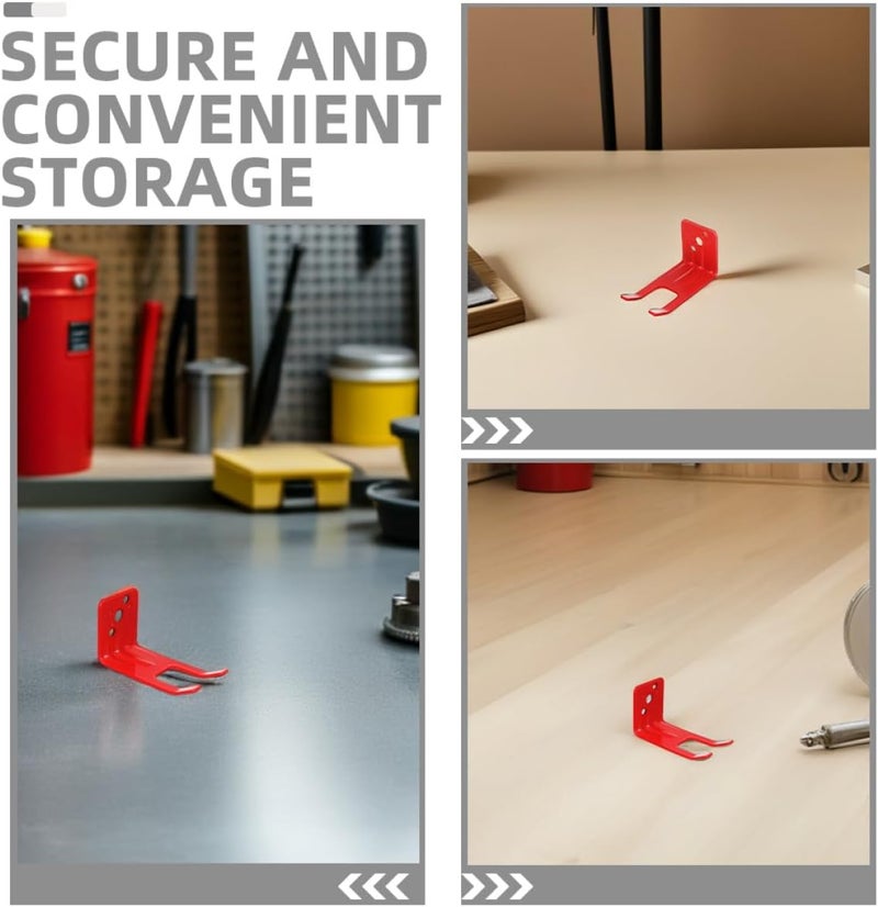 Luxshiny 12pcs Red Metal Fire Extinguisher Wall Mount Brackets with Screws Universal Fire Extinguisher Holders for Home Kitchen Classroom Safety - Image 3
