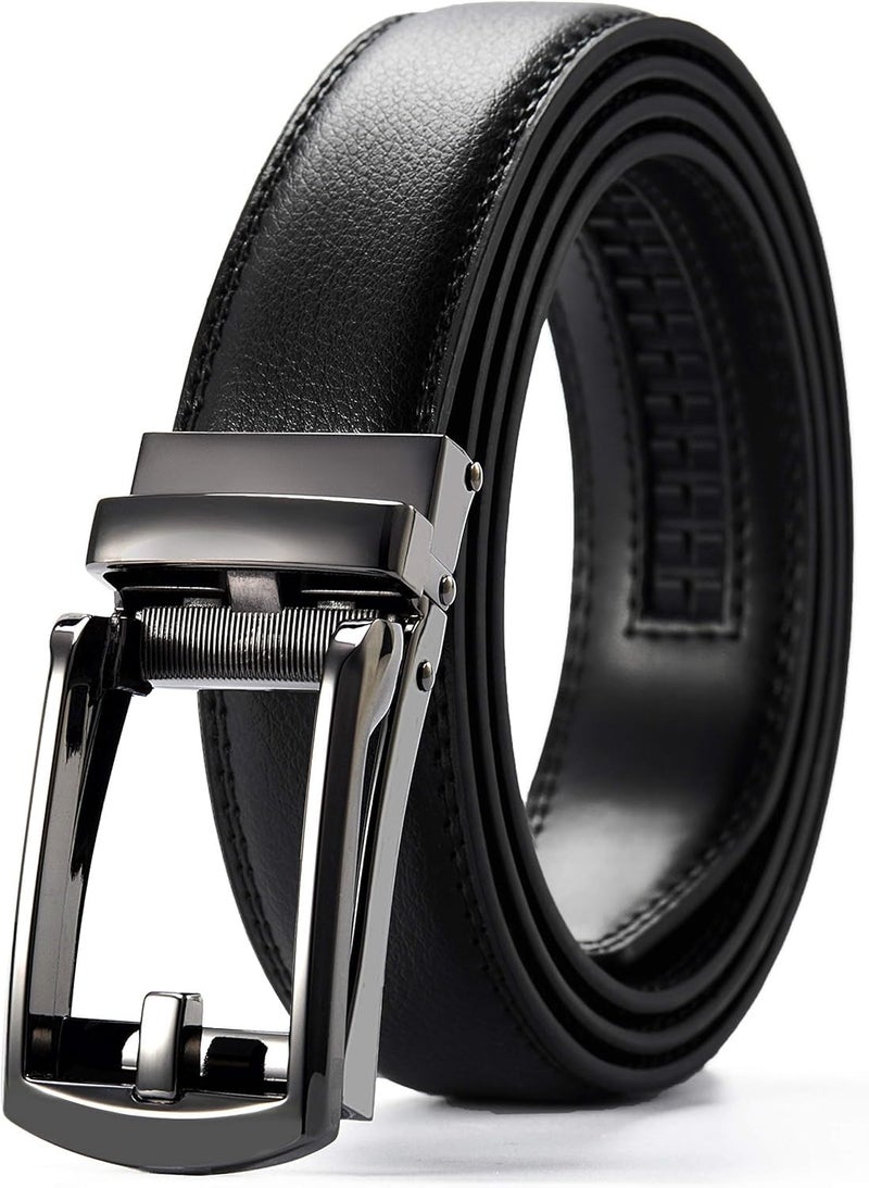 Contacts Genuine Leather Belt for Men with Easier Adjustable Autolock Buckle Fit Everywhere |Formal & Casual | Elegant Gift Box (15-Grain Black-Waist Size Fit from 28" to 42") - Image 1