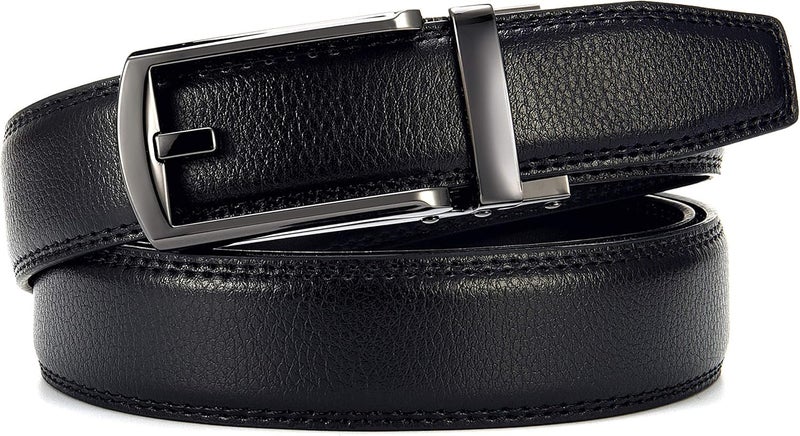 Contacts Genuine Leather Belt for Men with Easier Adjustable Autolock Buckle Fit Everywhere |Formal & Casual | Elegant Gift Box (15-Grain Black-Waist Size Fit from 28" to 42") - Image 3
