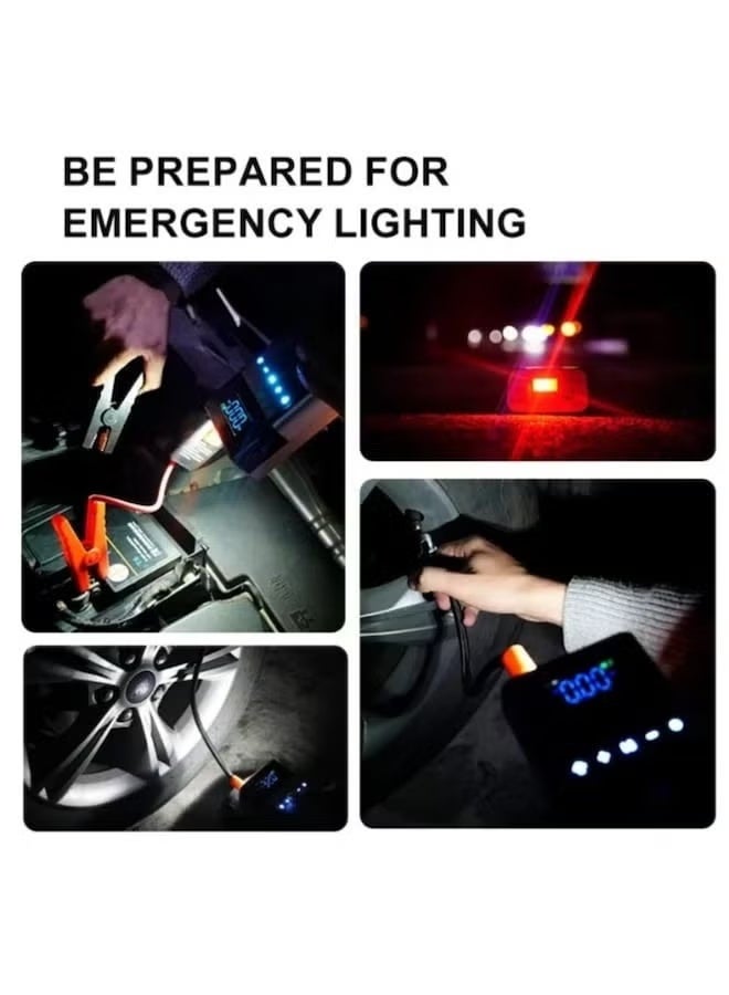 REBENUO 1500A Jump Starter for 12V Gas & Diesel Vehicles – 12000mAh Battery with USB-C Fast Charging – Built-in 150 PSI Digital Air Compressor, Emergency LED Flashlight, SOS Light – Portable 3-in-1 Power Kit for Cars, SUVs, Motorcycles & Roadside Safety - Image 2