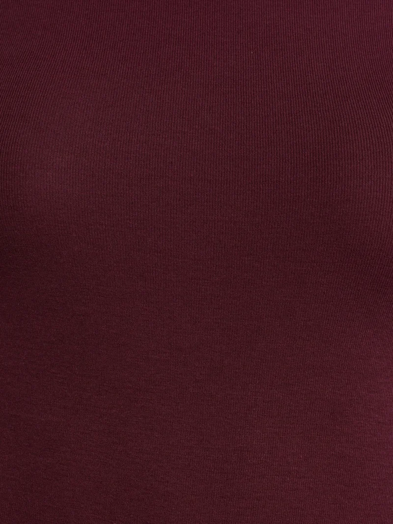 ديلفين 31332 Boat Neck Long Sleeve Top-Burgundy