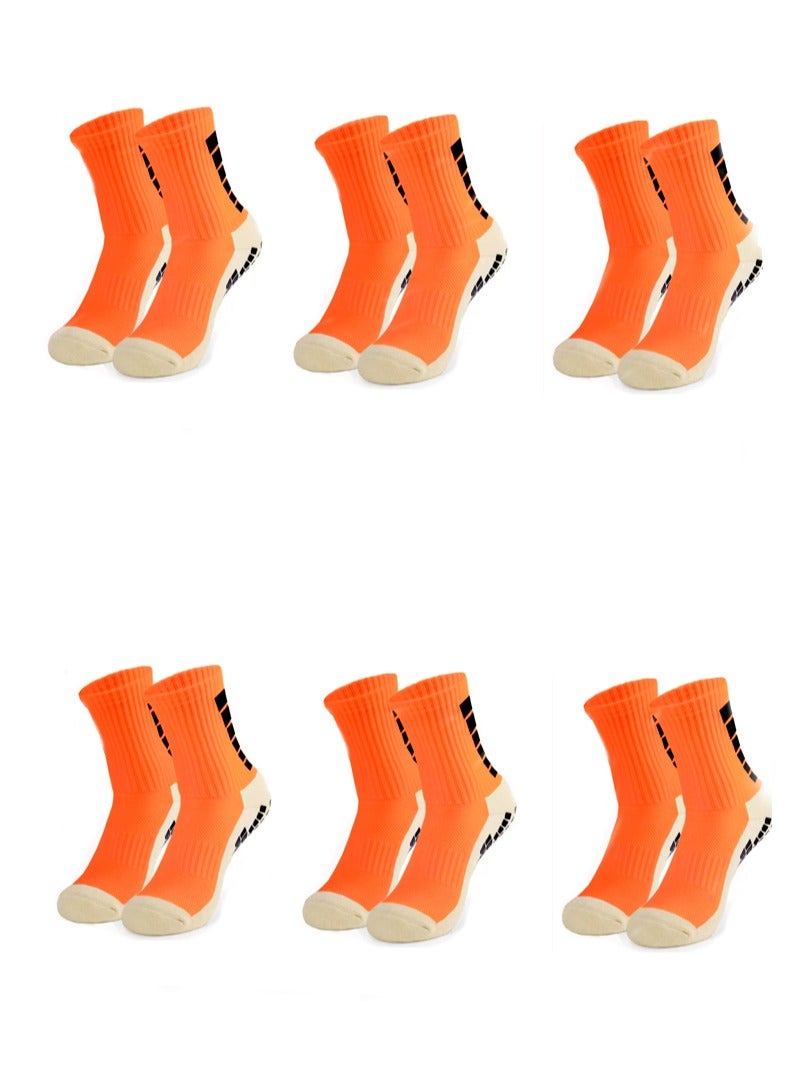 Generic 6Pair orange  Men's Soccer Socks Anti Slip Non Slip Grip Pads for Football Basketball Sports Grip Socks  - Image 2