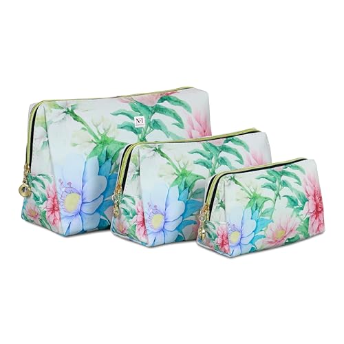 NFI essentials Set of 3 Printed Cosmetic Pouch for Women, Stylish Pouches for Makeup Accessories Travel Pouch, Makeup Pouch, Vanity Case, Jewellery Pouch, Toiletry Make up Bag - Image 1