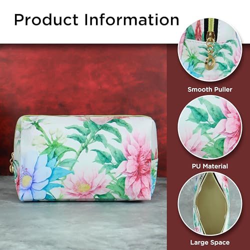 NFI essentials Set of 3 Printed Cosmetic Pouch for Women, Stylish Pouches for Makeup Accessories Travel Pouch, Makeup Pouch, Vanity Case, Jewellery Pouch, Toiletry Make up Bag - Image 2