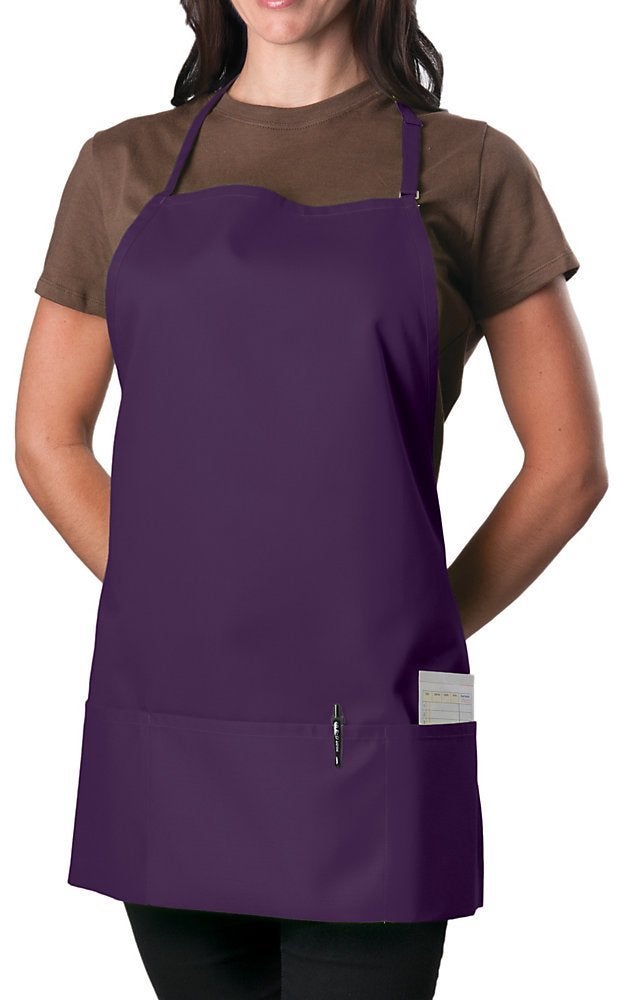 KNG Purple 3 Pocket Adjustable Bib Apron for Men and Women
