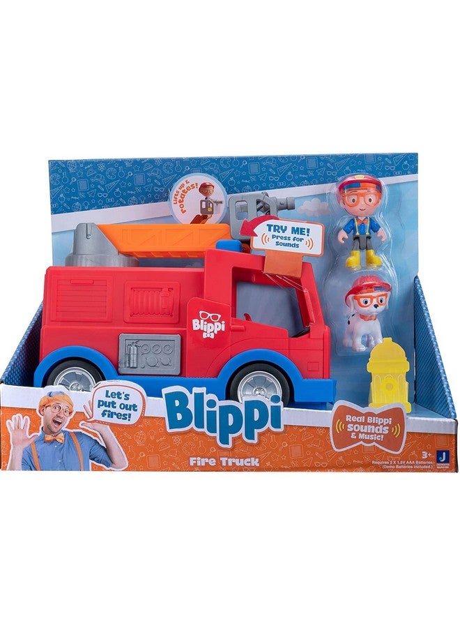 Blippi Blippi Fire Truck - Fun Vehicles with Freewheeling Features Including 3 Firefighter and Fire Dog, Sounds and Phrases - Educational Vehicles for Toddlers and Young Kids - Image 2