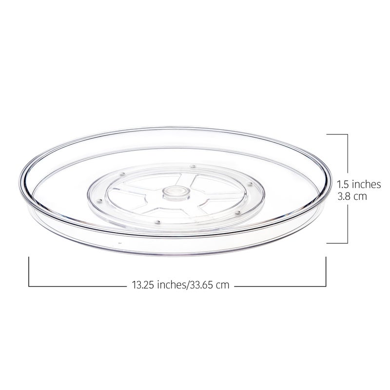 primebox 13.25" Lazy Susan Organizer. 360 Degree Rotating Turntable for Cabinets, Fridge, Pantry, Bathroom, Under Sink Organizing, Countertops, Vanity, Organizer for Spices Clear 4 Pack - Image 3