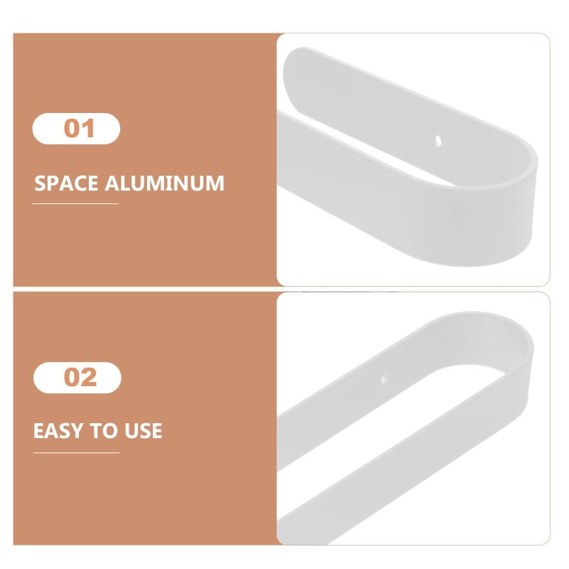 Space Aluminum Wall Mounted Towel Rack 30Cm White Nail Free Bathroom and Kitchen Holder - Image 5