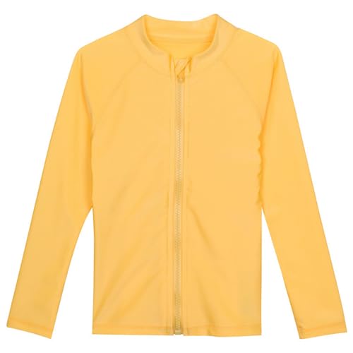 SwimZip Little Boys' Long Sleeve Rashguard Zipper UPF 50+, 3T, Yellow - Image 1