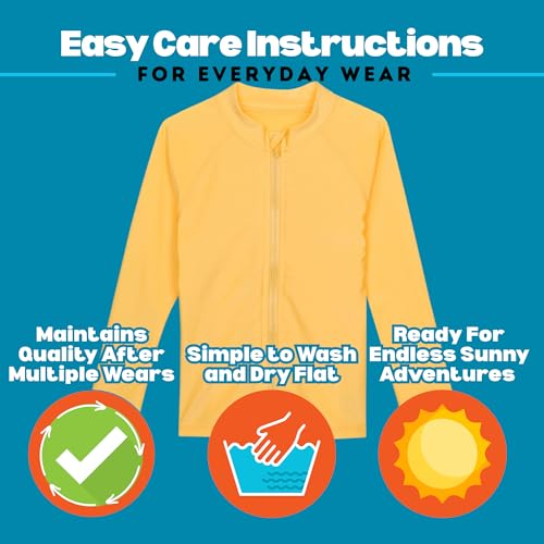 SwimZip Little Boys' Long Sleeve Rashguard Zipper UPF 50+, 3T, Yellow - Image 5