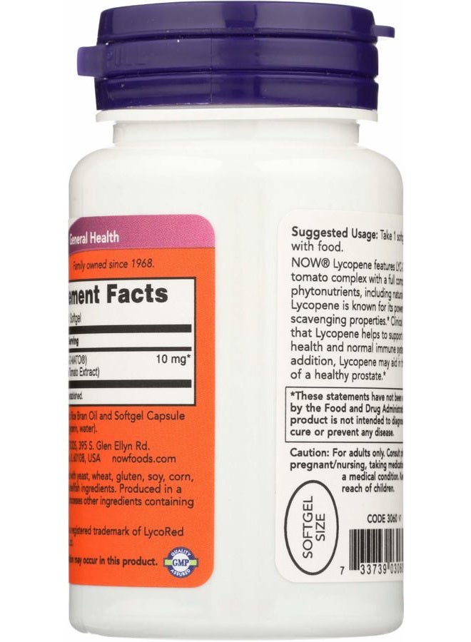 now Foods Lycopene - 10mg, 60 Softgels - Image 2