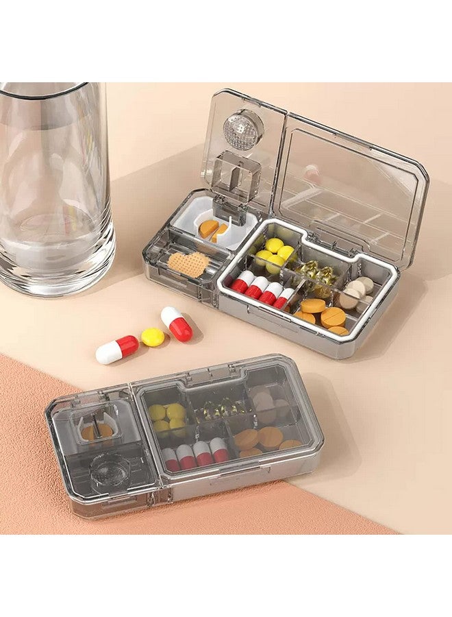 HOUSE OF QUIRK House of Quirk Pill Cutter, Pill Crusher, Pill Splitter, 3 in 1 Multi-Functional Pill Cutter, Portable Travel Small Pill Box Case Holder, Purse Medicine Container for Cutting Vitamins Tablets (Grey)  - Image 2
