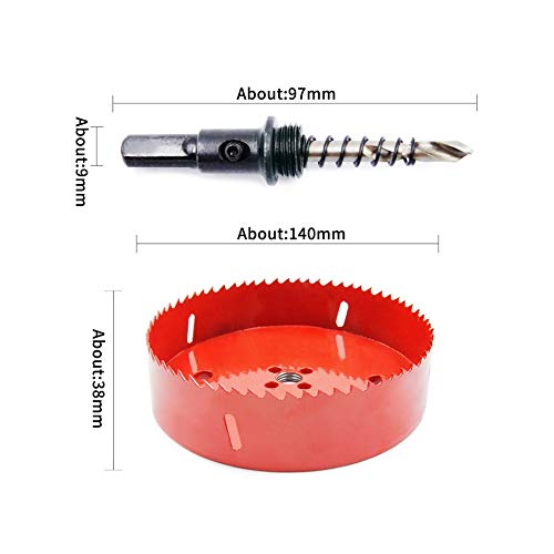 Laiwei Hole Saw Drill Bit LAIWEI HSS Hole Cutter with Arbor for Wood,PVC Board and Plasterboard(5-1/2"(140mm Hole Saw)) - Image 3