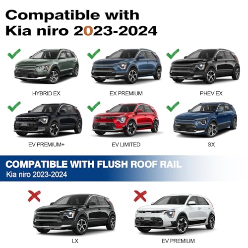 Wonderdriver Roof Rack Cross Bars 260lbs Compatible with Kia NIRO 2023 2024 2025 with Flush Side Rails, Heavy Duty Aluminum Anti Theft Lockable Black Roof Rails Crossbars Rooftop Cargo Carrier Luggage - Image 3