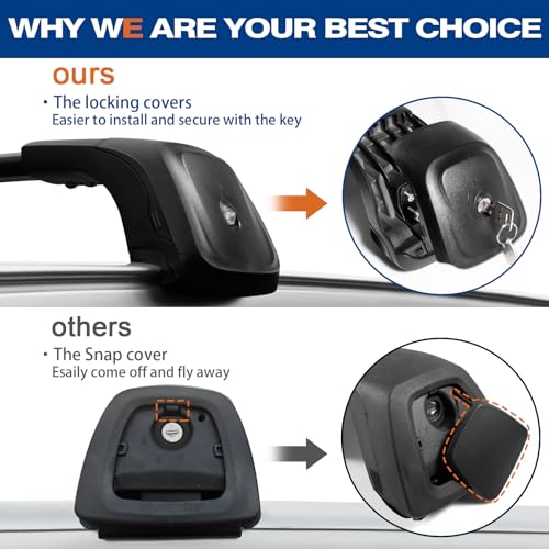 Wonderdriver Roof Rack Cross Bars 260lbs Compatible with Kia NIRO 2023 2024 2025 with Flush Side Rails, Heavy Duty Aluminum Anti Theft Lockable Black Roof Rails Crossbars Rooftop Cargo Carrier Luggage - Image 5