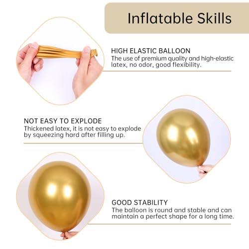 RUBFAC 140pcs Black and Gold Balloons, Black Metallic Gold Confetti Star Latex Balloons 5 10 12 18 Inch for 2025 Graduation Class Decorations Birthday Retirement Wedding Anniversary Party Decorations - Image 4
