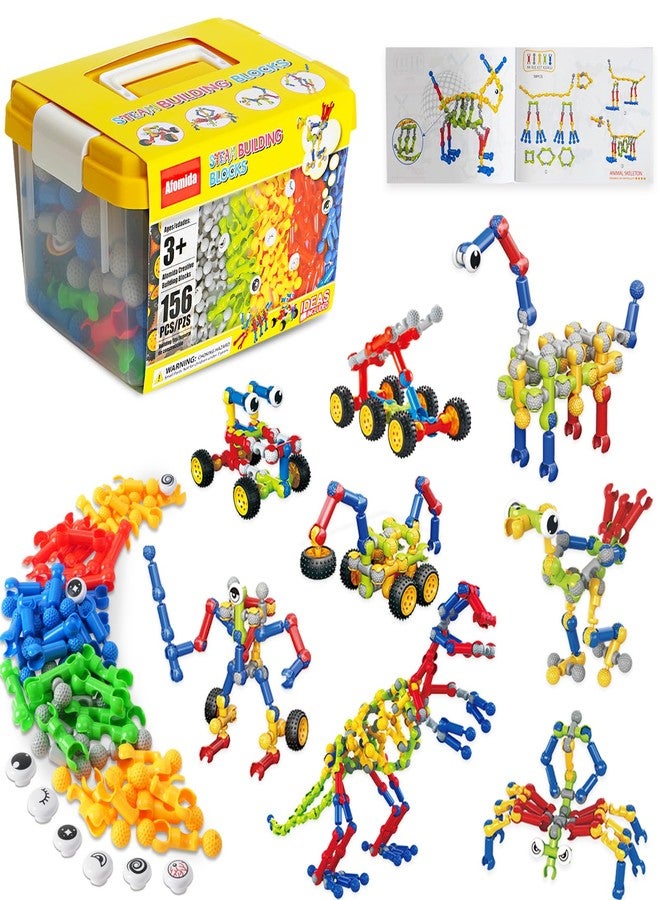 Afomida 156 PCS Creative Building Blocks Building Toy Set - Featuring Storage, Includes Dinosaur, Robot, Car, Spider, Dog, Animal Figure Building Toy Playset for Kids, Birthday Gift Ages 3+ (2) - Image 1