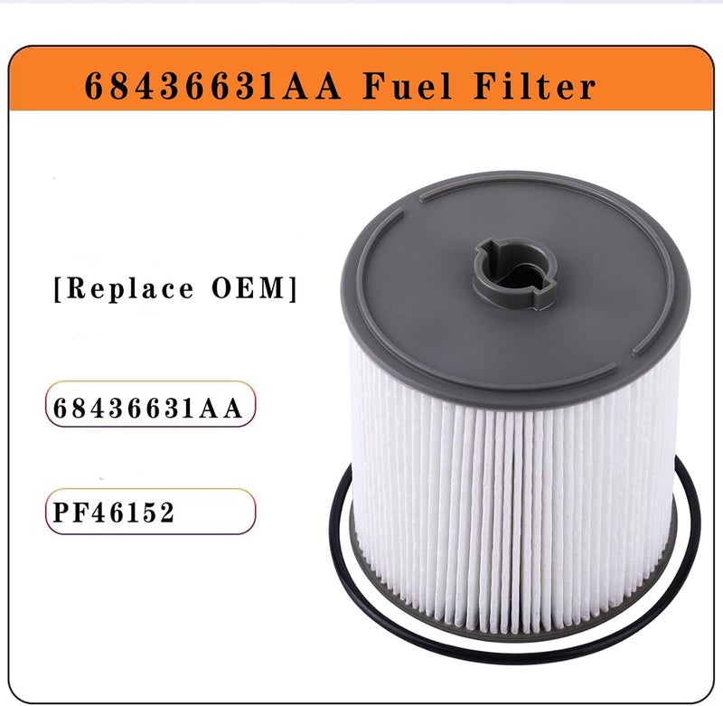 ZIMGLOBAL 68436631AA فلتر وقود PF46152 متوافق مع رام 2019-2022 2500 3500 4500 5500 بمحرك ديزل 6.7 لتر، ورام 1500 3.0 لتر V6 إيكو ديزل مثبت على الإطار، وجيب رانجلر/جلاديتور 2020-2022 بمحرك V6 3.0 لتر (31AA-4 قطع) - Image 3