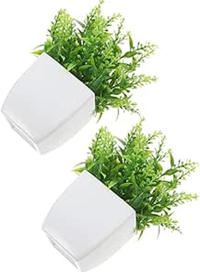 نباتات اللافندر الاصطناعية في أواني 2 قطعة نباتات خضراء زائفة صغيرة ديكور منزلي واقعي - Image 1