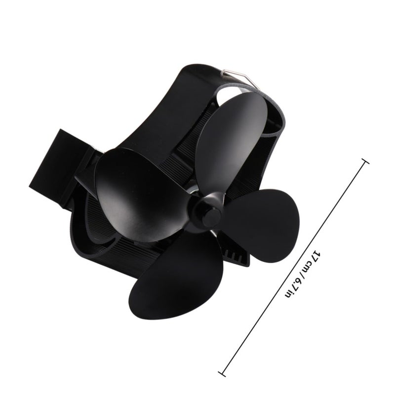 4 Blade Heat Powered Stove Fan High Temperature Magnet Thermal Fireplace Fan Black - Image 3