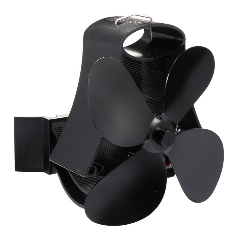 4 Blade Heat Powered Stove Fan High Temperature Magnet Thermal Fireplace Fan Black - Image 2