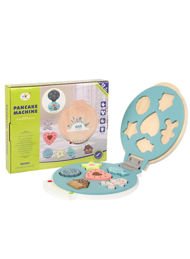 Children's Wooden Playhouse Pancake Machine Set Simulation Pancake Machine Boys And Girls Kitchen Kitchenware Cutting Educational Toys-Color:M-026-Cracker Maker  - Image 4