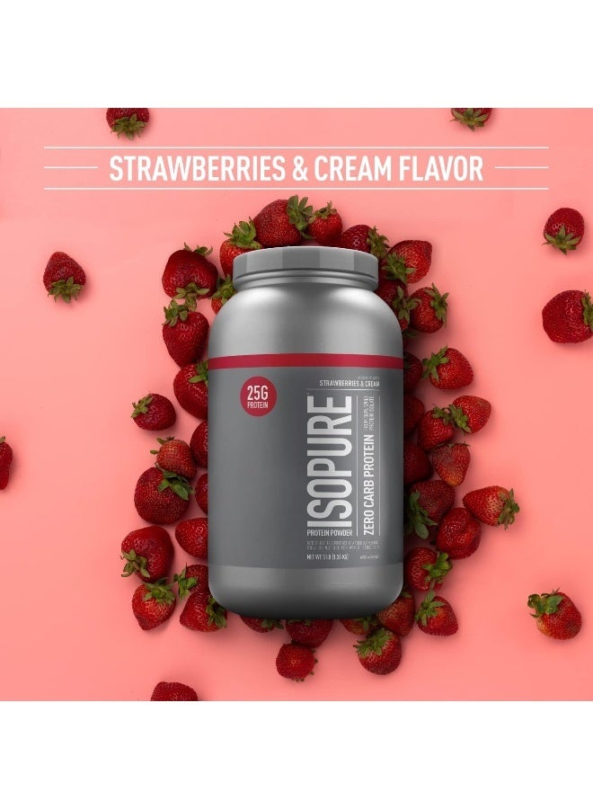 Isopure مسحوق بروتين مصل اللبن المعزول خالي من الكربوهيدرات مع فيتامين C والزنك لدعم المناعة، 25 جم بروتين، وصديق للكيتو - الفراولة والكريمة، (1.36 كجم) - Image 3