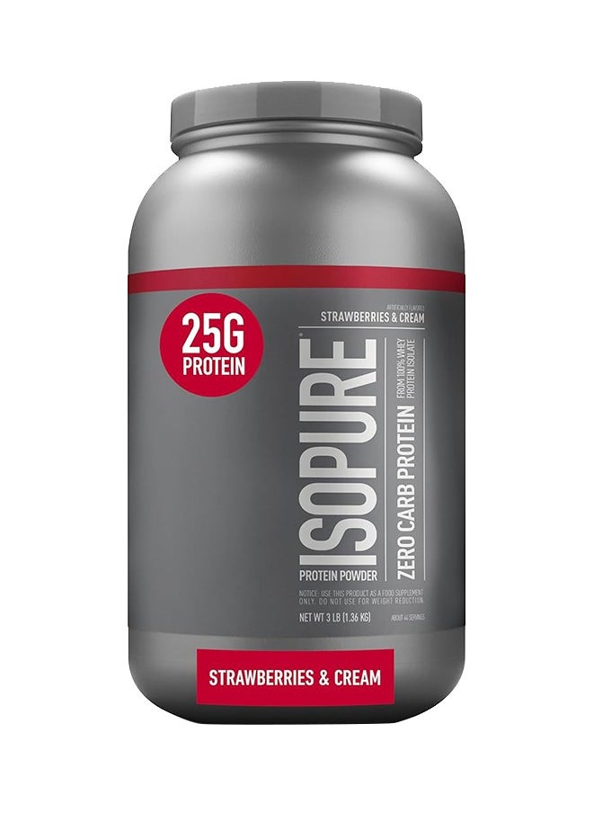 Isopure Zero Carb Whey Protein Isolate Powder With Vitamin C And Zinc For Immune Support, 25G Protein, Keto Friendly - Strawberries Cream - 1.36 KG  - Image 1