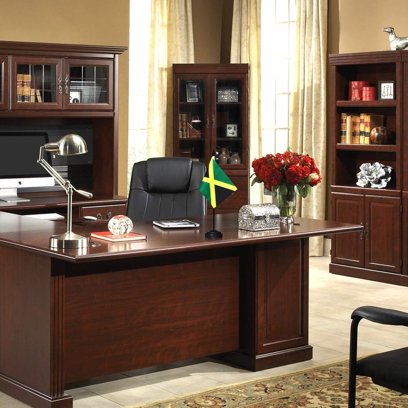 Anley ANLEY Jamaica Deluxe Desk Flag Set  6 x 4 Inch Miniature Jamaican Desktop Flag with 12 Solid Pole  Vivid Color and Fade Resistant  Black Base and Spear Top  - Image 3