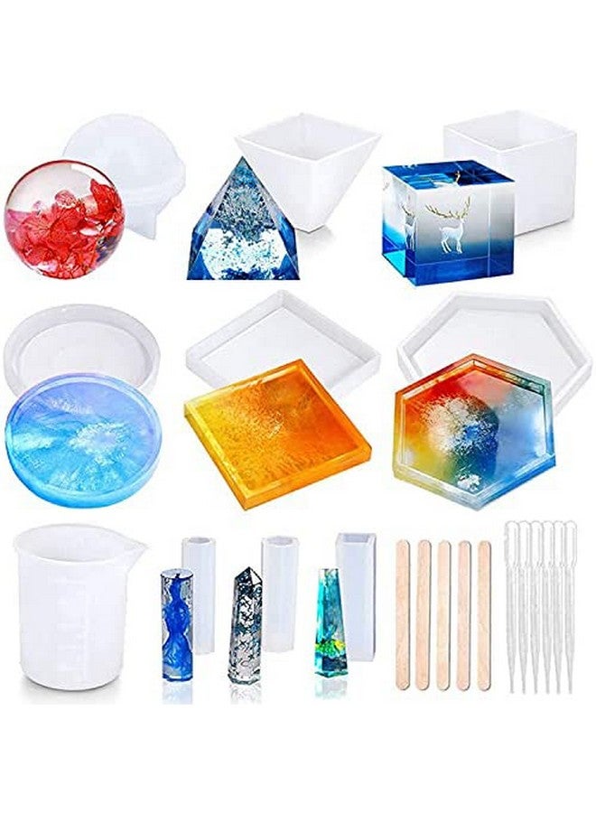 ELEPHANTBOAT 20 Pcs Resin Moulds Silicone, Resin Moulds For Craft For Pen Holder, Flower Pot, Coaster, Pendants, Candle Molds & Holders Sticks, Epoxy Resin Art Kits, Multi Colour - Image 1