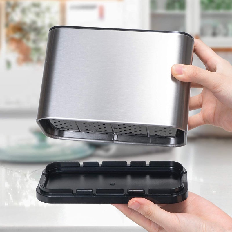 ZINHEM Stainless Steel Cutlery Drainer, Cutlery Organizer, Cutlery Holder, Cutlery Holder for Table, 4 Compartments, Non-Slip, Scratch Resistant and Drainable - Image 4